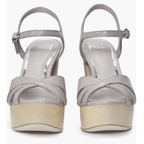 Paige Cassie Snake-Embossed Leather Platform Sandals - Picture 2 of 5